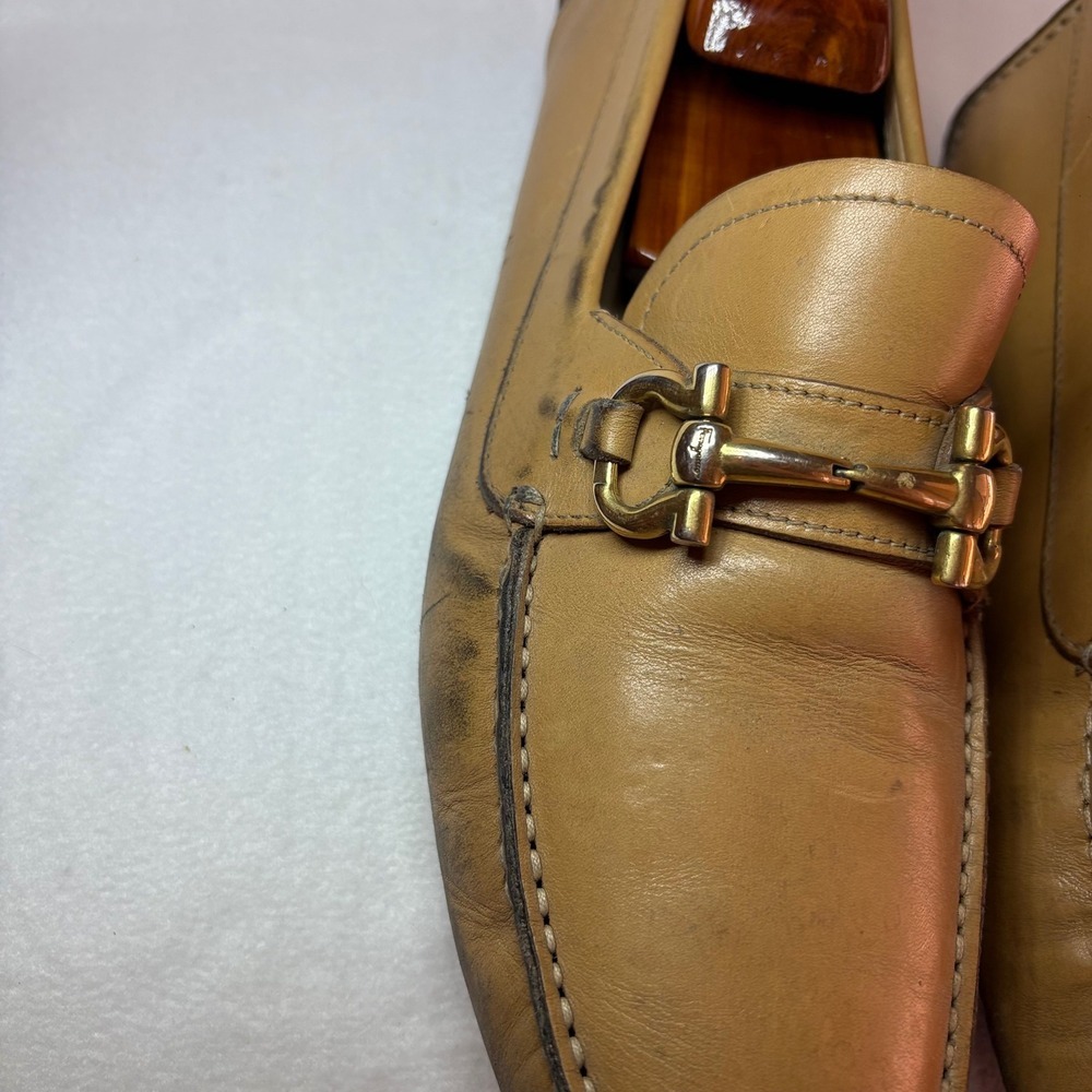 Salvatore Ferragamo Mens Gancini Bit Loafers Tan Leather Driving Shoes 9.5 EE - Picture 3 of 8